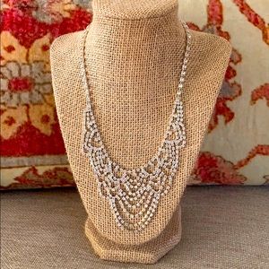 Silver Rhinestone Lace Necklace